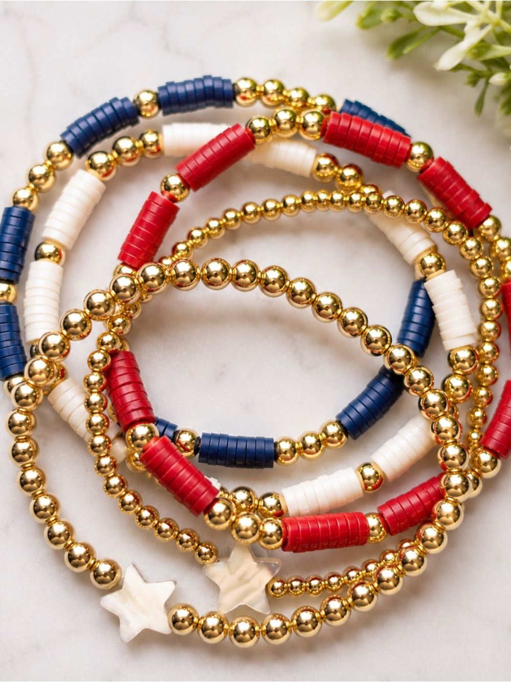 The Stars & Stripes 14kt Gold Plated Bracelet Stack